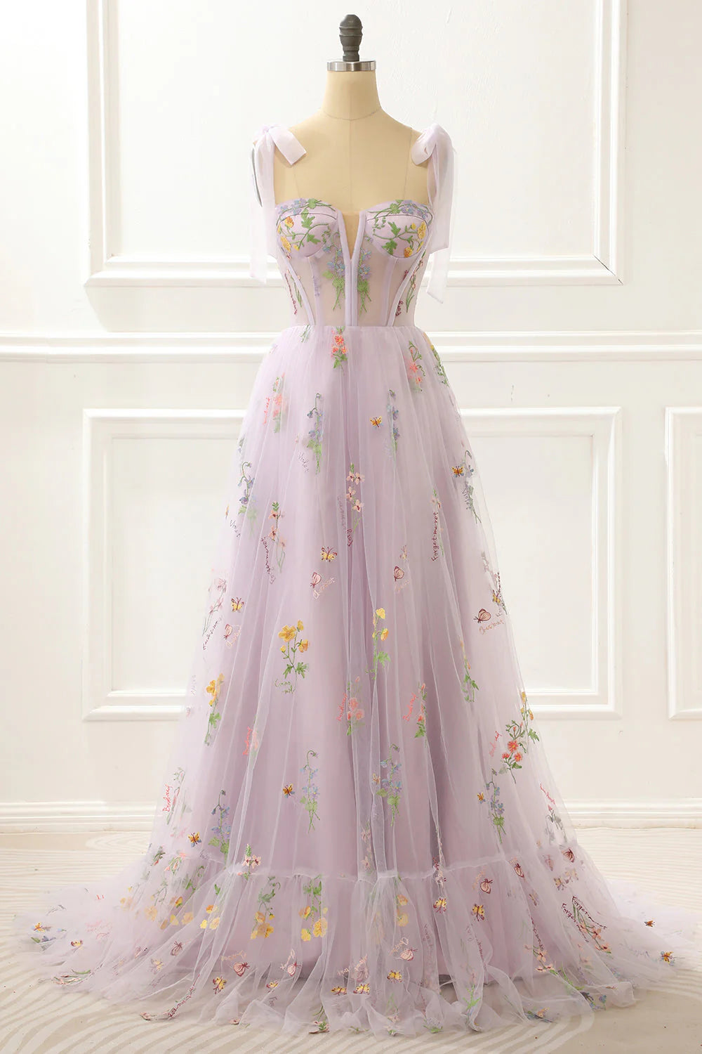A-Line  Princess Prom Dress With Embroidery